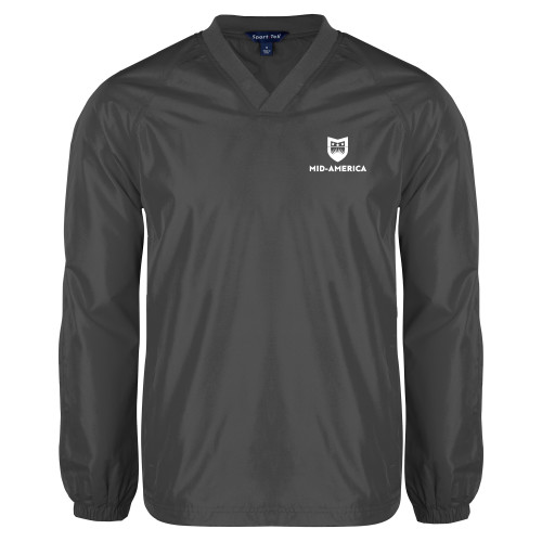  Charcoal V Neck Raglan Windshirt - Mid America Stacked
