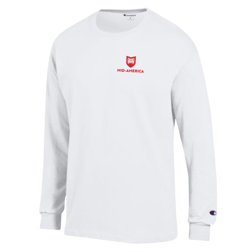  Champion White Long Sleeve T Shirt - Mid America Stacked