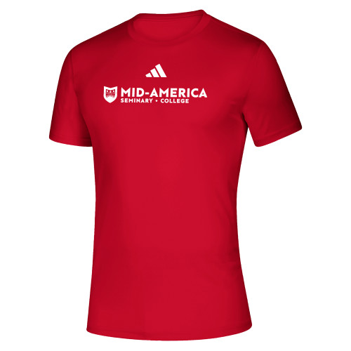  Adidas Red Pregame Performance Tee - MA Seminary and College Horizontal - ADIDAS