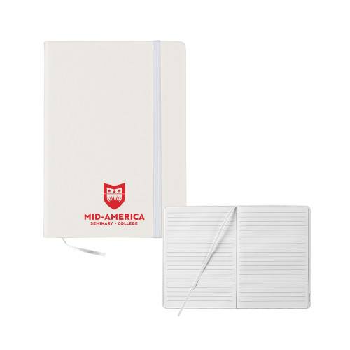  5x7 White Hard Cover Journal - MA Seminary and College Stacked