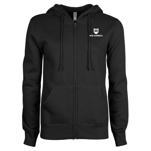  ENZA Womens Black Fleece Full Zip Hoodie - Mid America Stacked