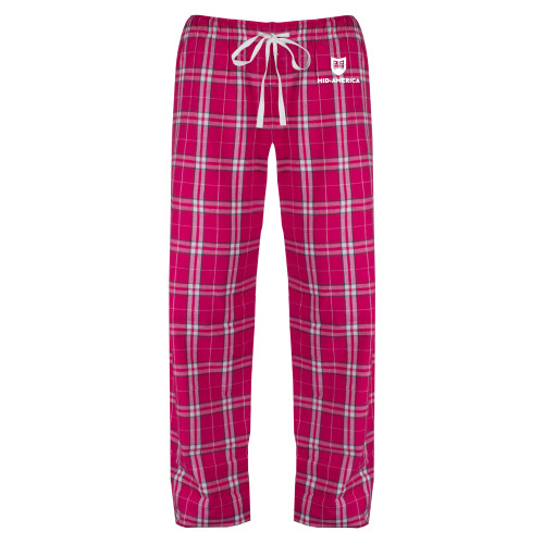  Womens Dark Fuchsia/White Flannel Pajama Pant - Mid America Stacked