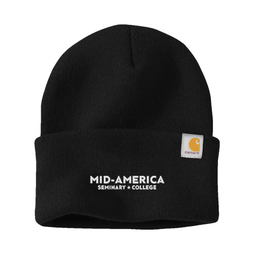  Carhartt Black Knit Beanie w/Cuff - MA Seminary and College Wordmark