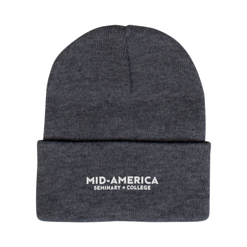  Grey Knit Beanie w/Cuff - MA Seminary and College Wordmark