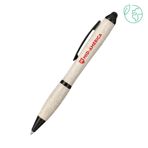  Nash Wheat Straw Ballpoint Beige Stylus Pen - Mid America Flat Wordmark