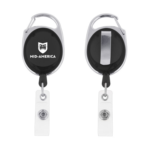  Black Oval Retractable Badge Holder w/Clip - Mid America Stacked