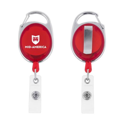  Red Oval Retractable Badge Holder w/Clip - Mid America Stacked