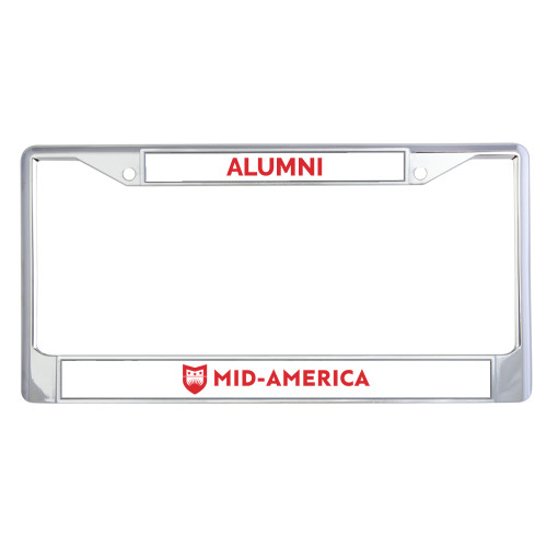  Alumni Metal License Plate Frame in Chrome - Mid America Flat Wordmark