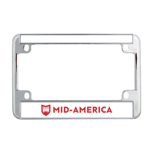  Metal Motorcycle License Plate Frame in Chrome - Mid America Flat Wordmark
