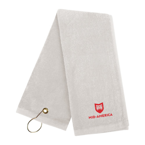 White Golf Towel - Mid America Stacked