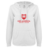 Thumbnail image for  ENZA Womens White V Notch Raw Edge Fleece Hoodie