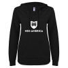 Thumbnail image for  ENZA Womens Black V Notch Raw Edge Fleece Hoodie