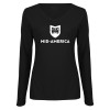 Thumbnail image for  Womens Black Long Sleeve V Neck Tee 