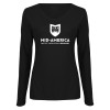 Thumbnail image for  Womens Black Long Sleeve V Neck Tee 