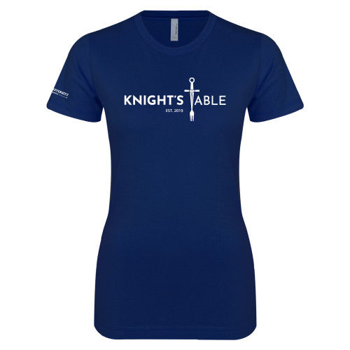  Next Level Womens Navy Boyfriend Tee - Knights Table