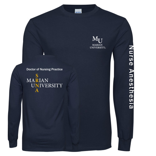  Navy Long Sleeve T-Shirt - Primary Mark Stacked