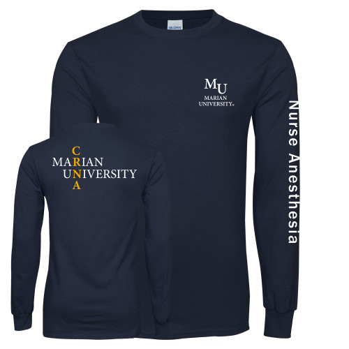  Navy Long Sleeve T-Shirt - Primary Mark Stacked
