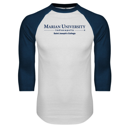  White/Navy Raglan Baseball T Shirt - St Joseph College