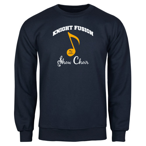  Navy Fleece Crew - Knight Fusion Arched over Music Note