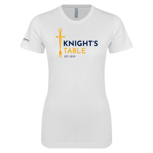  Next Level Womens White Boyfriend Tee - Knights Table Alternative Mark