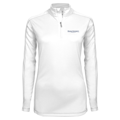  Syntrel Womens White Interlock 1/4 Zip - Primary Mark