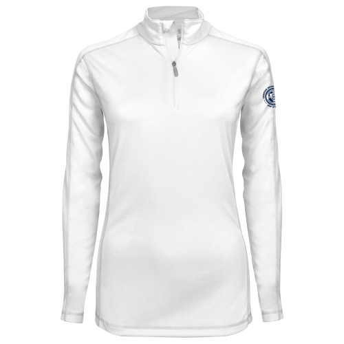  Syntrel Womens White Interlock 1/4 Zip - Leighton School of Nursing