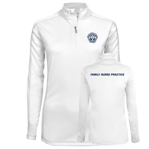  Syntrel Womens White Interlock 1/4 Zip - Leighton School of Nursing