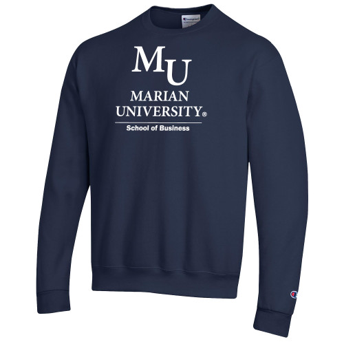  Champion Navy Fleece Crew - Byrum  School of Business Stacked