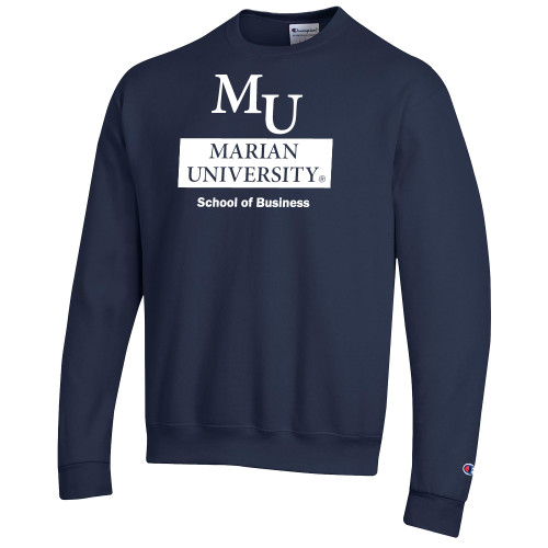  Champion Navy Fleece Crew - Byrum  School of Business Stacked Color Blocked