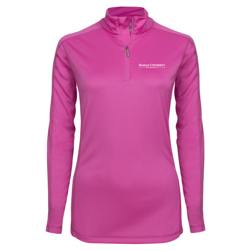  Syntrel Womens Raspberry Interlock 1/4 Zip - Primary Mark