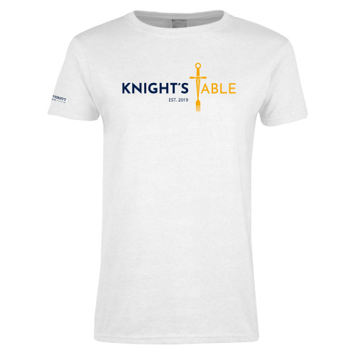  Womens White Short Sleeve Tee - Knights Table