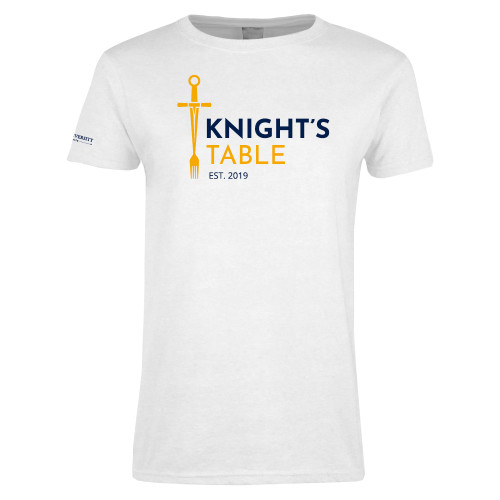  Womens White Short Sleeve Tee - Knights Table Alternative Mark