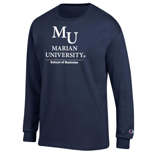  Champion Navy Long Sleeve T Shirt - Byrum  School of Business Stacked