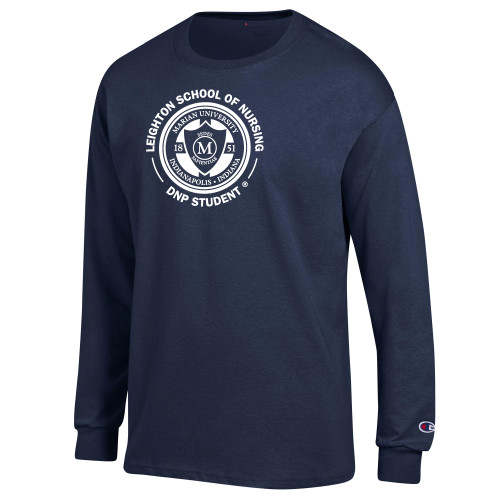  Champion Navy Long Sleeve T Shirt - Leighton School of Nursing