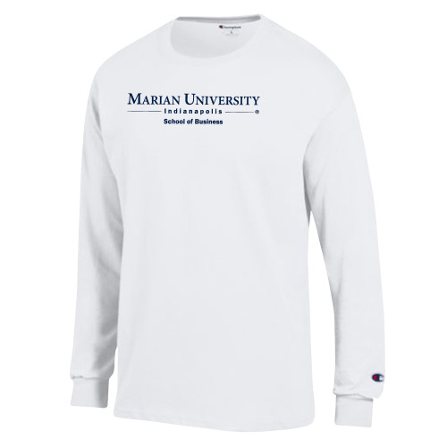  Champion White Long Sleeve T Shirt - Byrum  School of Business Horizontal