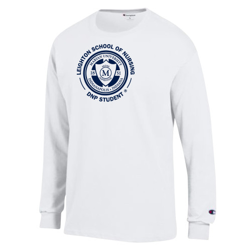  Champion White Long Sleeve T Shirt - Leighton School of Nursing