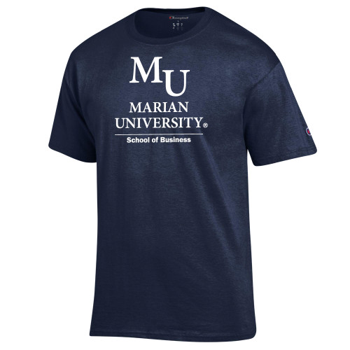  Champion Navy T Shirt - Byrum  School of Business Stacked