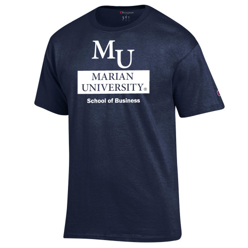  Champion Navy T Shirt - Byrum  School of Business Stacked Color Blocked