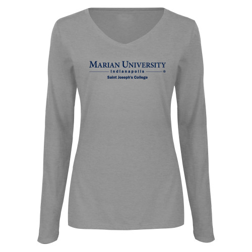  Womens Grey Long Sleeve V Neck Tee  - St Joseph College