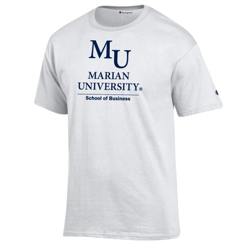  Champion White T Shirt - Byrum  School of Business Stacked