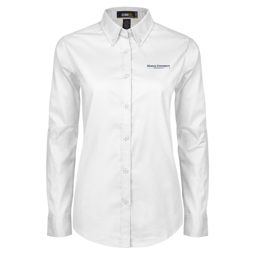  Womens White Twill Button Down Long Sleeve - Primary Mark