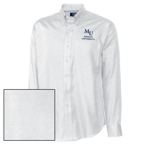  Cutter & Buck Nailshead Long Sleeve Button Down White - Primary Mark Stacked