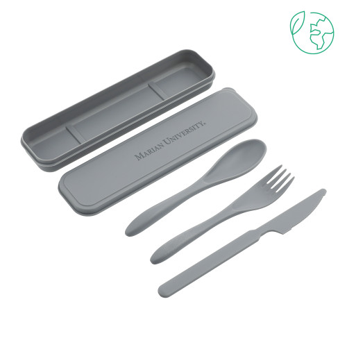  Bamboo Fiber Grey Cutlery Set - Marian University  Engraved