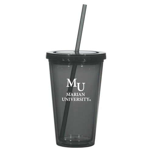  Madison Double Wall Charcoal Tumbler w/Straw 16oz - Primary Mark Stacked