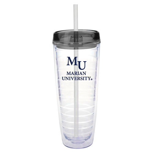  Tritan Double Wall Tumbler w/Charcoal Top 26oz - Primary Mark Stacked