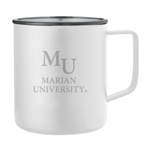  Rover Camp Vacuum Insulated White Mug 14oz - Primary Mark Stacked Engraved