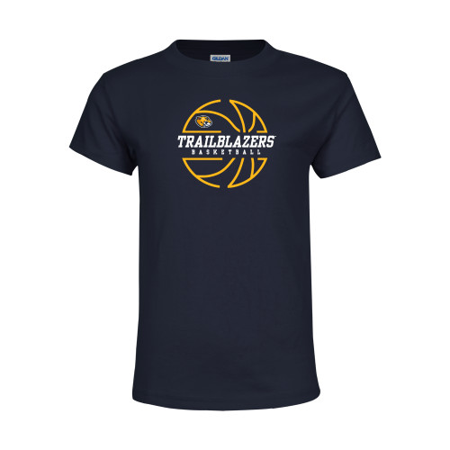  Youth Navy T Shirt - Basketball Ball Design