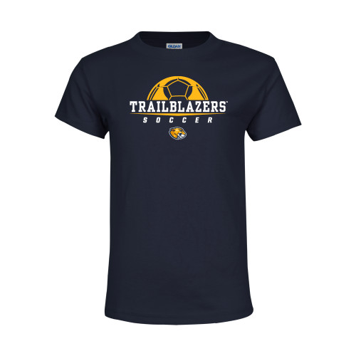  Youth Navy T Shirt - Soccer Half Ball Design