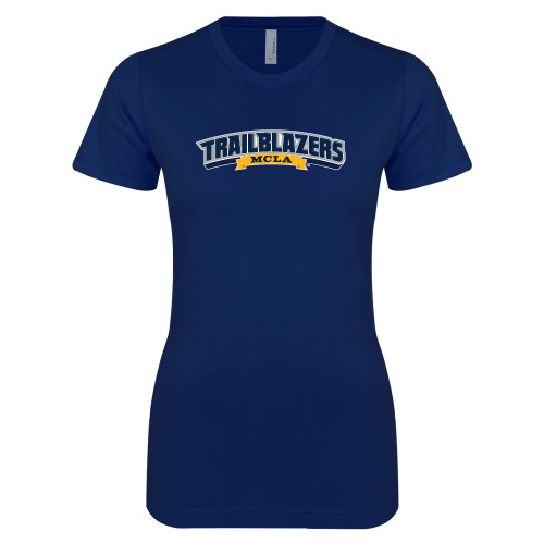  Next Level Womens Navy Boyfriend Tee - Wordmark