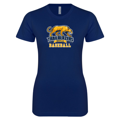  Next Level Womens Navy Boyfriend Tee - Baseball